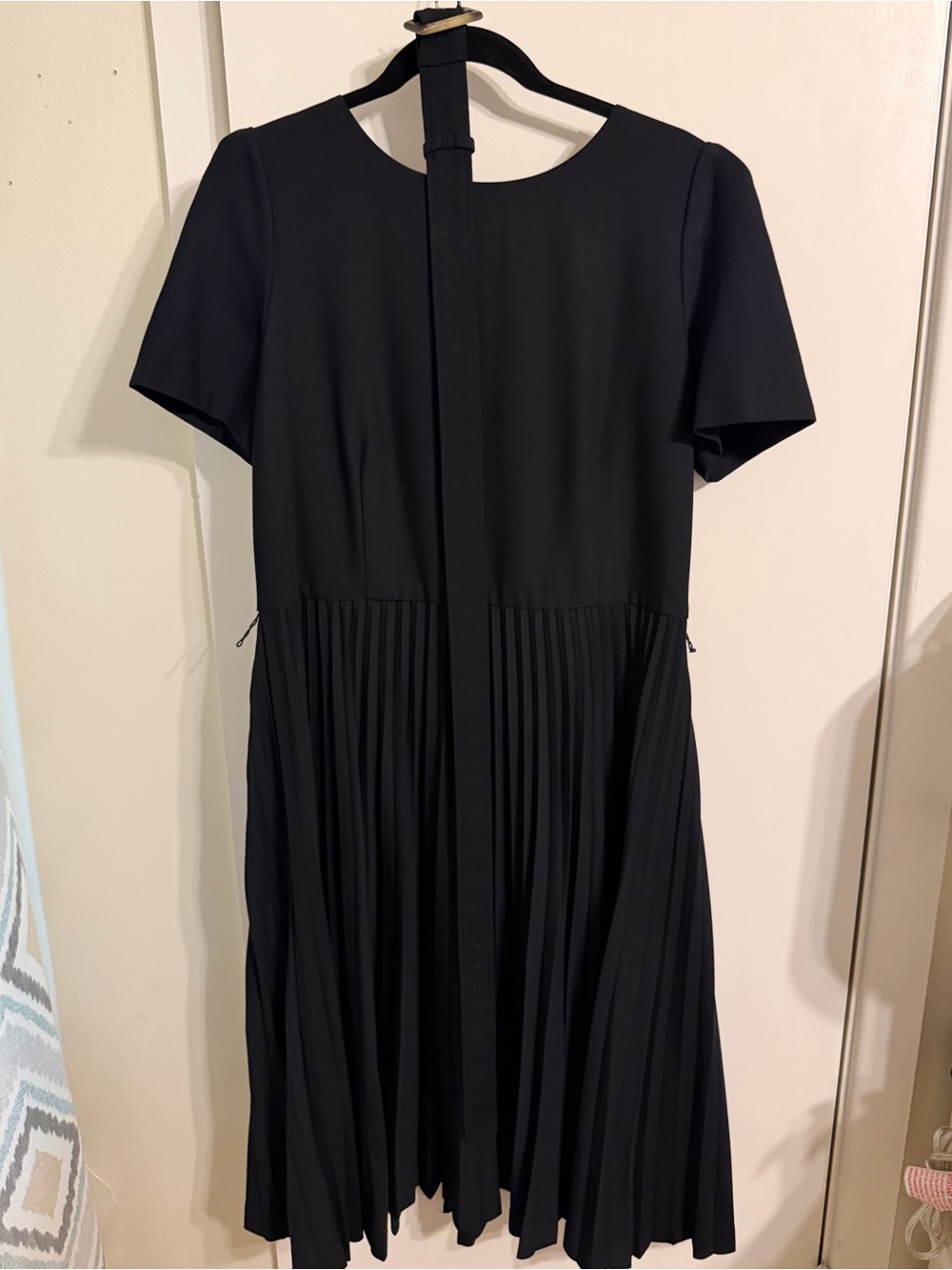 Ann Taylor Black Pleated Midi Dress